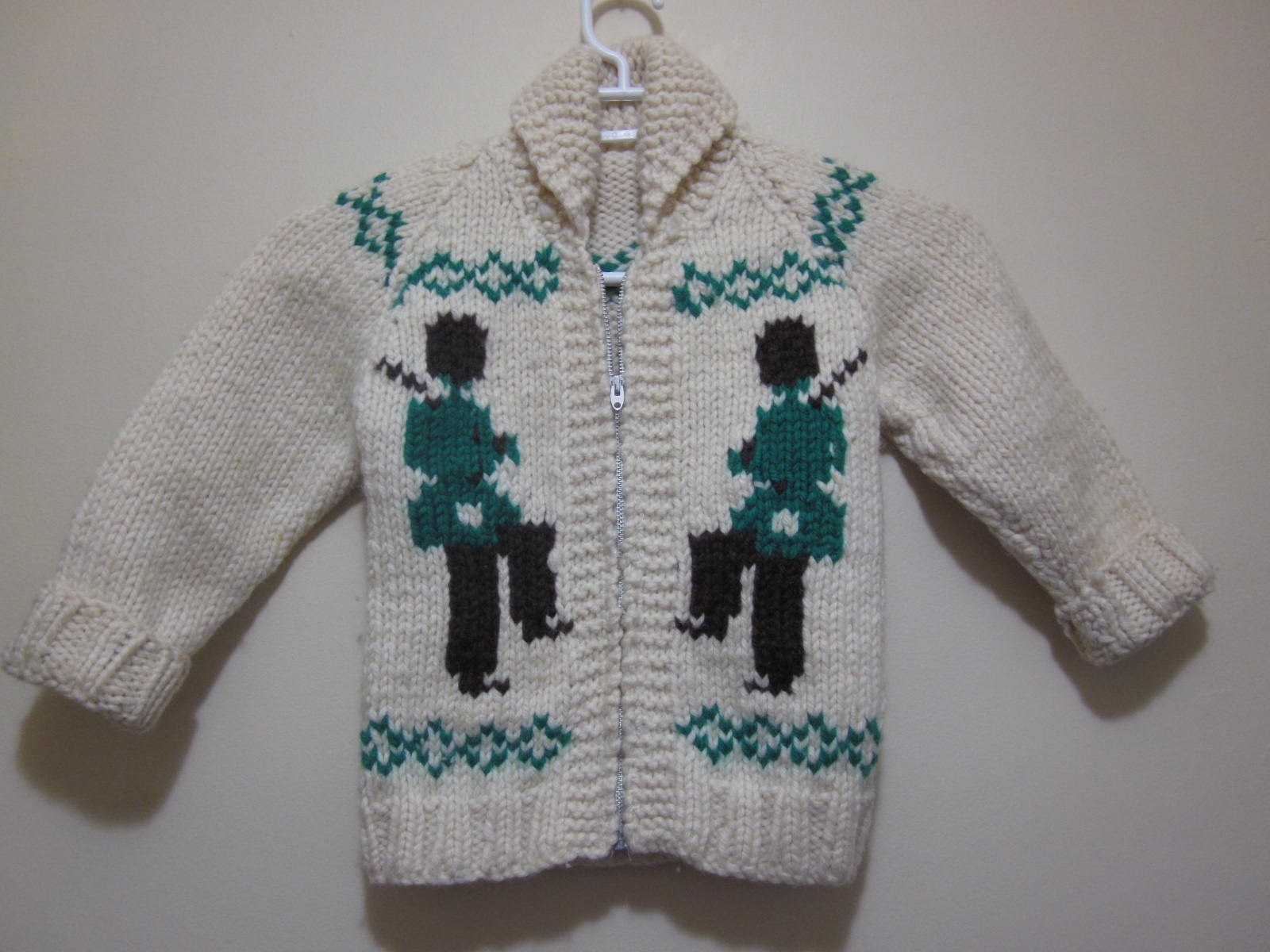 Vtg 70s Mary Maxim Cowichan Toy Soldier PURE Wool CHILD Sweater Jacket Kids 4