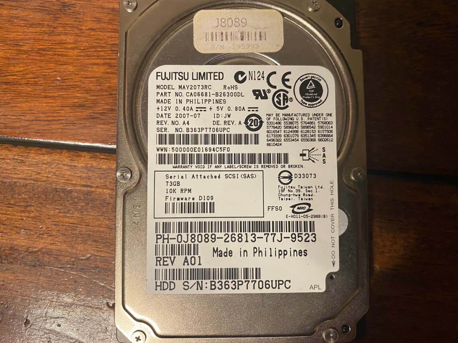 Fujitsu MAY2073RC CA06681-B26400SU 73GB 2.5