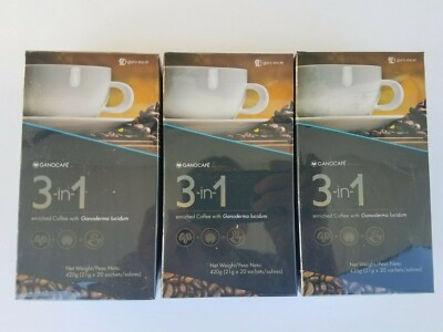 3 Ganocafe 3 in 1 Gano Excel 20 Sachets each New Sealed Exp Date 05/2025