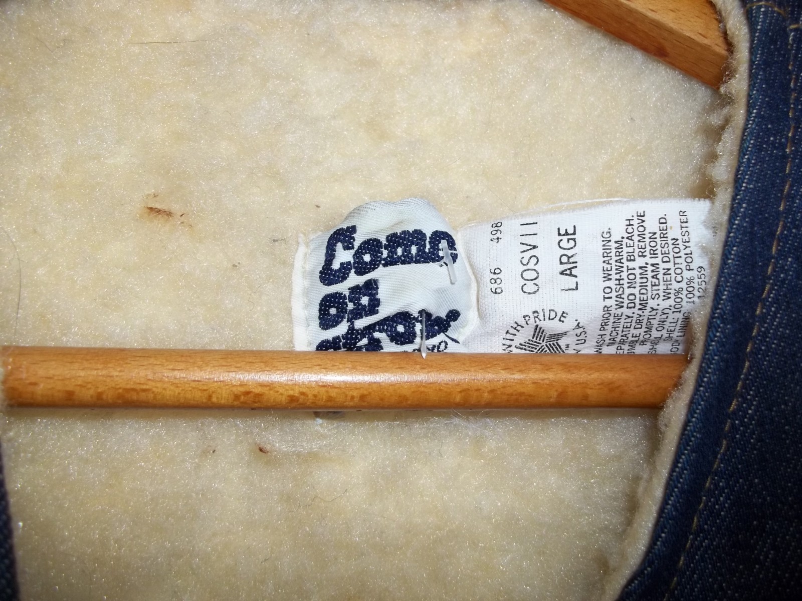 Vintage 70s Come On Strong Denim Sherpa Lined Vest Mens Large Blue Made In USA