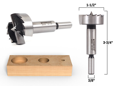 1-1/2'' Diameter Steel Forstner Drill Bit - 3/8'' Shank - Yonico 43023S