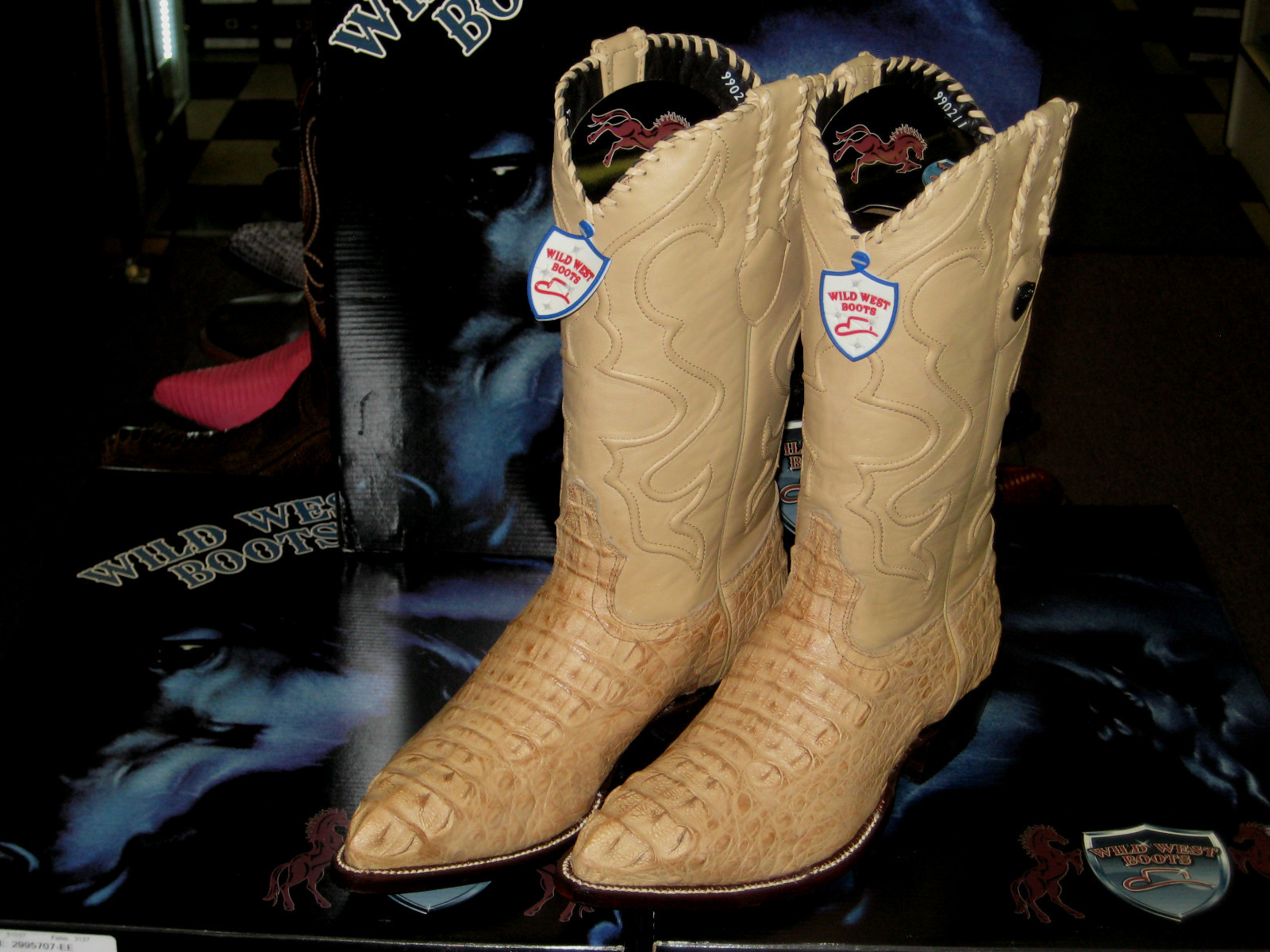 Pre-owned Wild West Boots Wild West Oryx Genuine Crocodile Hornback Western Cowboy Boot J-toe (ee) 2990211 In Oryx Tan