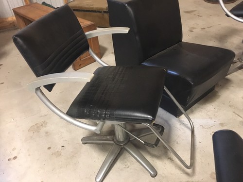 Vtg Lot Beauty Barber Salon Furniture (Hydraulic Washing Chairs Utility Cabinet)