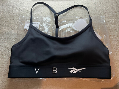 New Reebok by Victoria Beckham black T t-back sports bra small designer S XS 