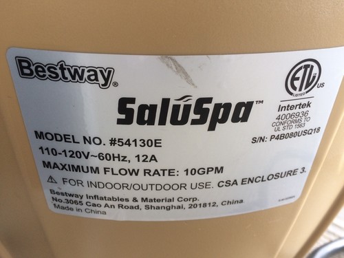 Bestway SaluSpa Hot Tub Pump *54130E*