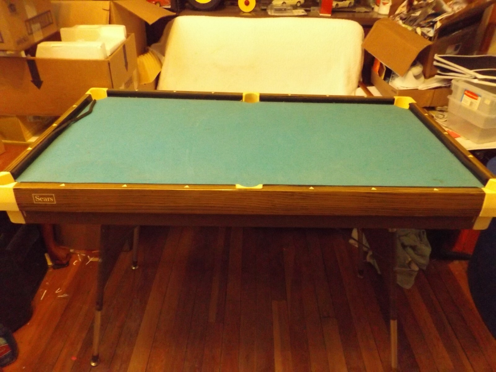 RARE 1960's ORIGINAL SEARS KIDS MINI POOL TABLE--IN ORIGINAL BOX--FOLDS UP--NICE