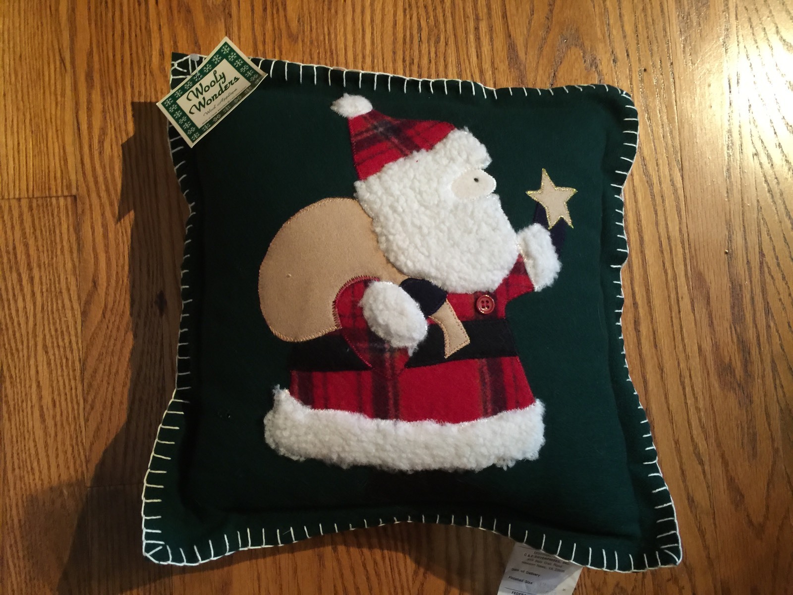 Wooly Wonders SANTA CLAUS & STAR Possible Dreams BRAND NEW Sheep Wool PILLOW #