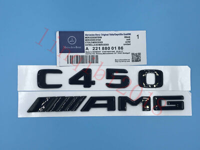 Gloss Black ''C450 + AMG'' Letters Trunk Embl Badge Sticker for Mercedes Benz C450