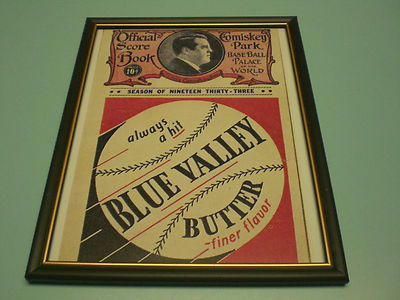 1933 ALL STAR GAME FRAMED PROGRAM COVER COLOR PRINT