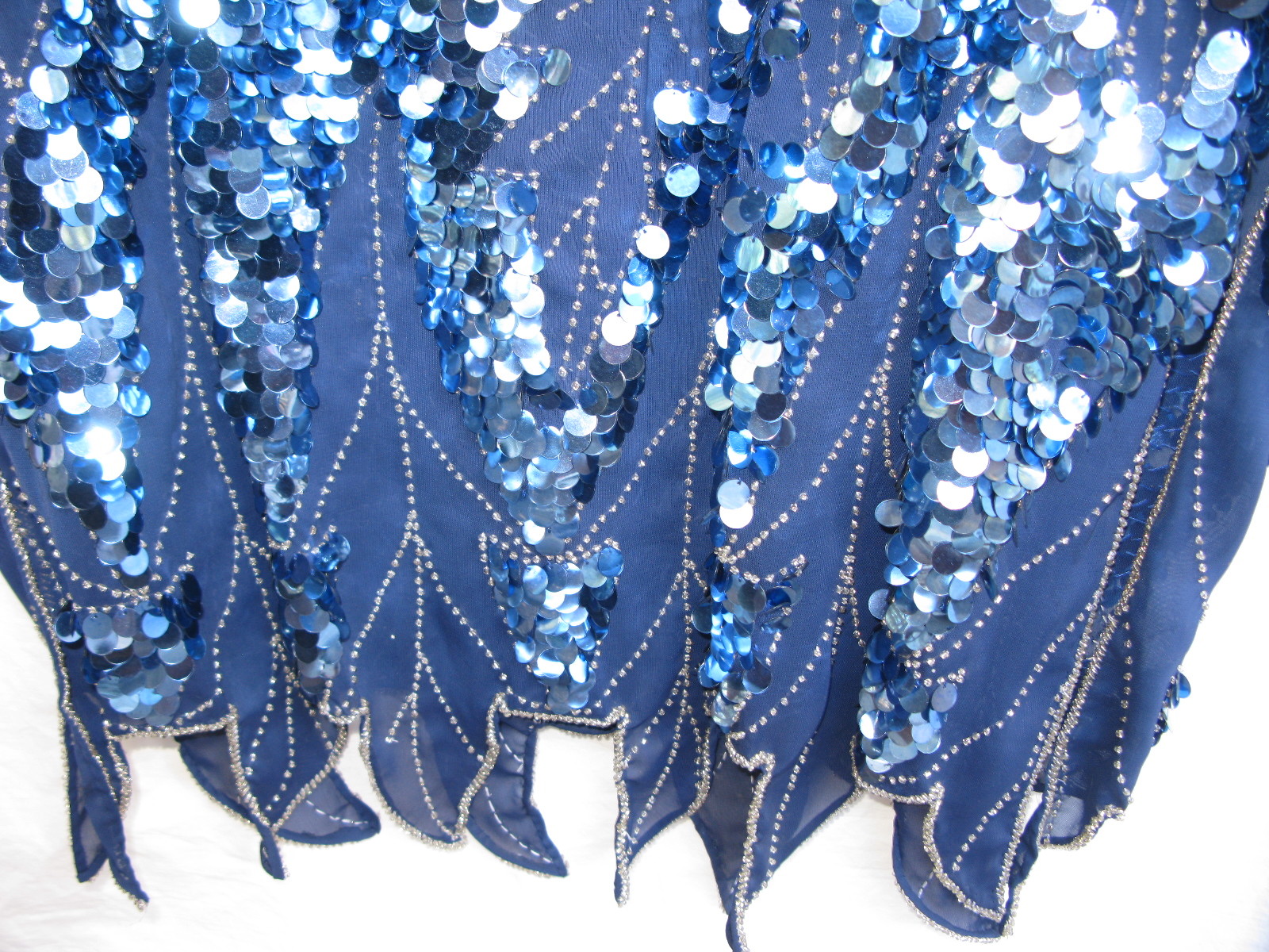 Women's Formal Evening Cocktail Sheath Dress Beaded Royal Blue Bling Sequin Sz M