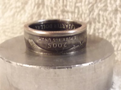 Kansas Handcrafted Washington Quarters coin ring, size 6  2005
