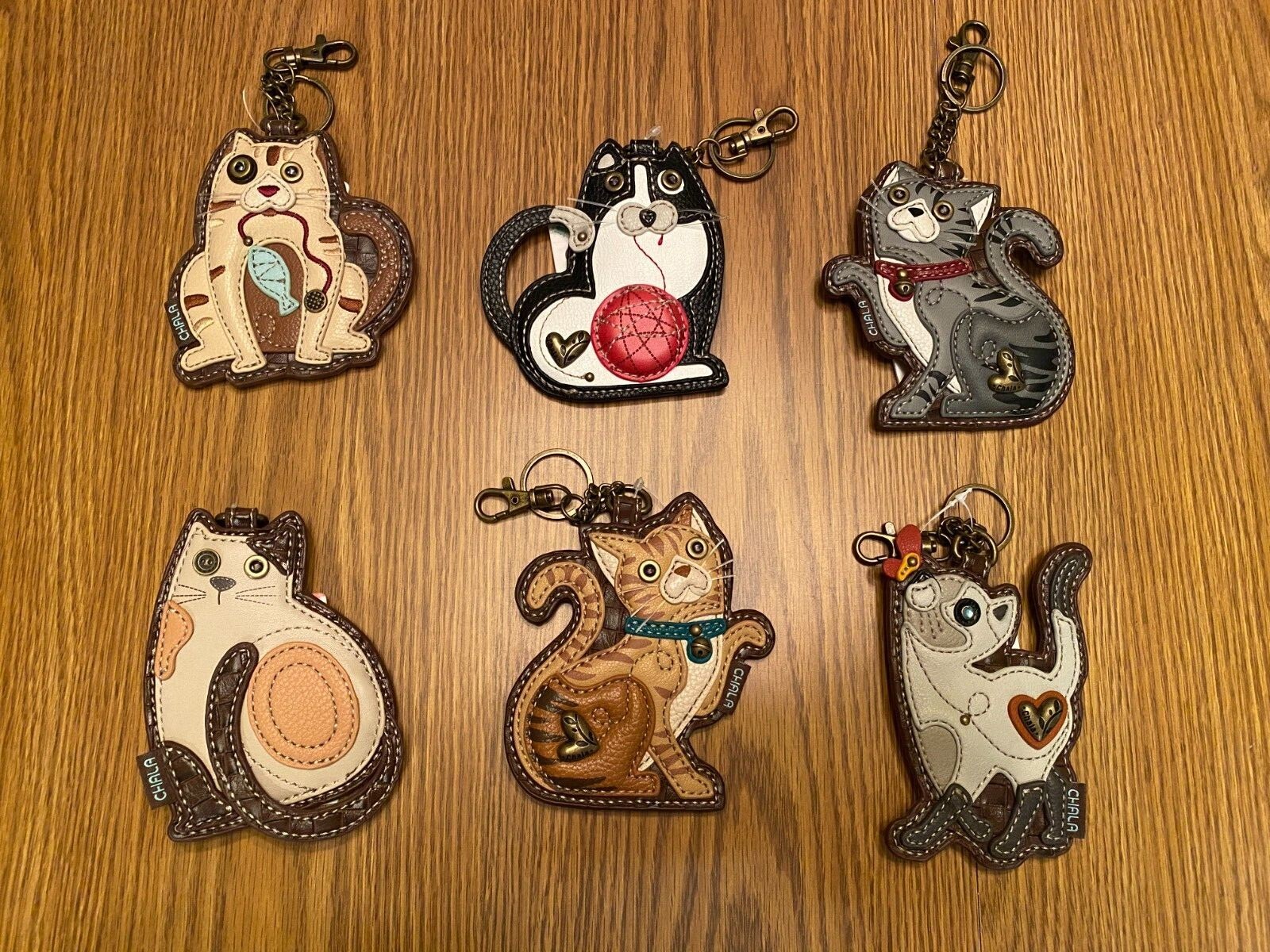 CHALA - CAT KEY FOBS - 6 CHOICES!! Coin Purse on the Back - NEW ORANGE TABBY!