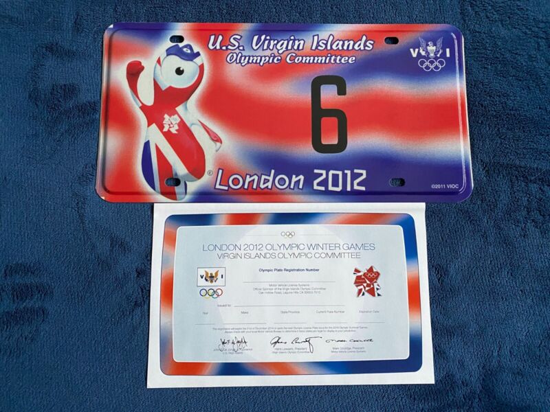 US Virgin Islands Olympic Games London 2012 Souvenir License Plate # 6