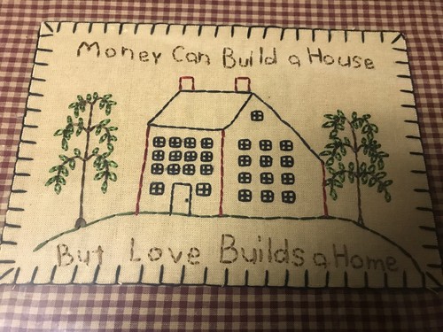 Handmade Embroidered Country Farmhouse Picture 15x12”