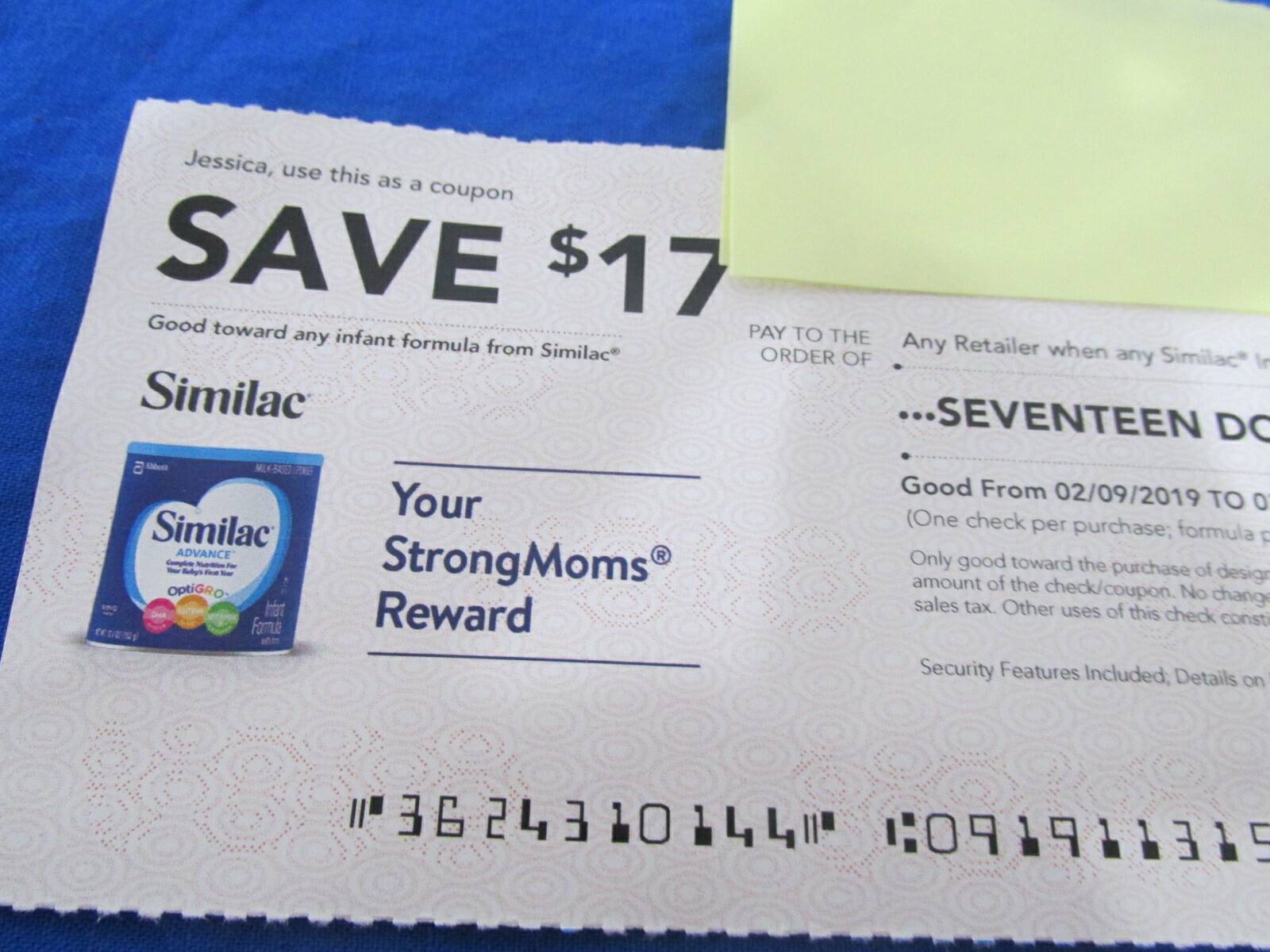 $17.00 Similac Baby Formula Check Coupon, Exp. March 26,2019