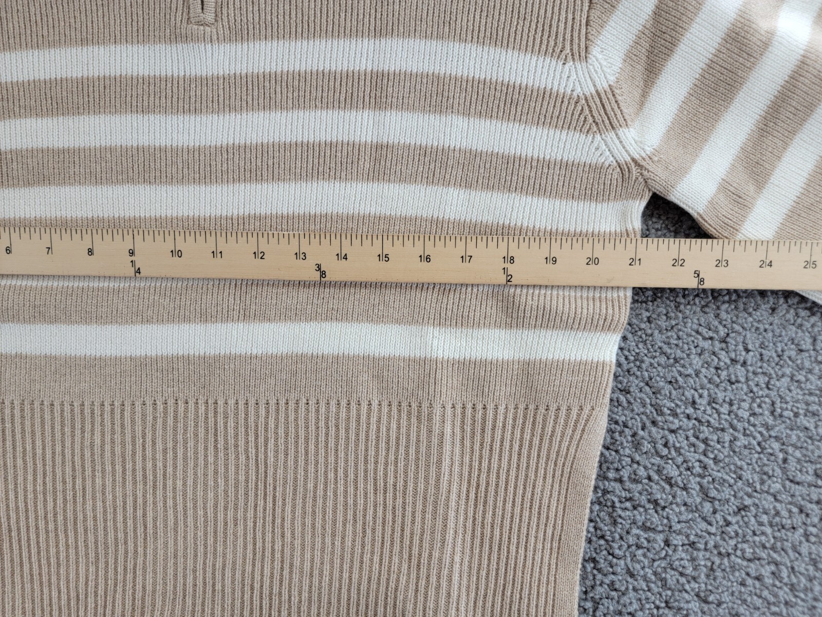 Rails 1/4 Zip Striped Pullover Sweater Women's XS Sand Stripe Merino Wool Blend - Picture 6 of 17