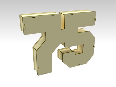 DXF CDR SVG template - 3D Number 75 Gift Box for Laser Cutting and CNC Router