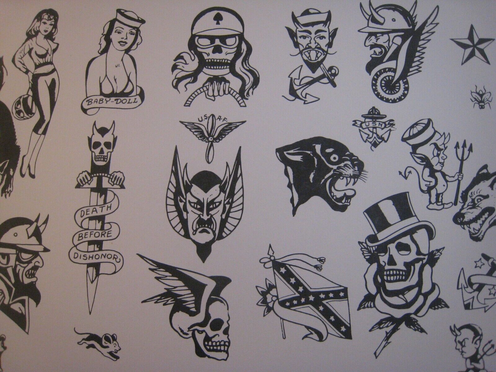 Vintage Zeis Johnstone production tattoo flash 14 x 11 Vintage Zeis Johnstone production tattoo flash 14 x 11