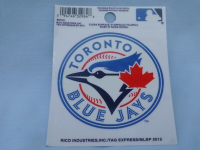 TORONTO BLUE JAYS  Reusable 3.5'' x 3.75'' STATIC CLING DECAL  by Rico  New!  t