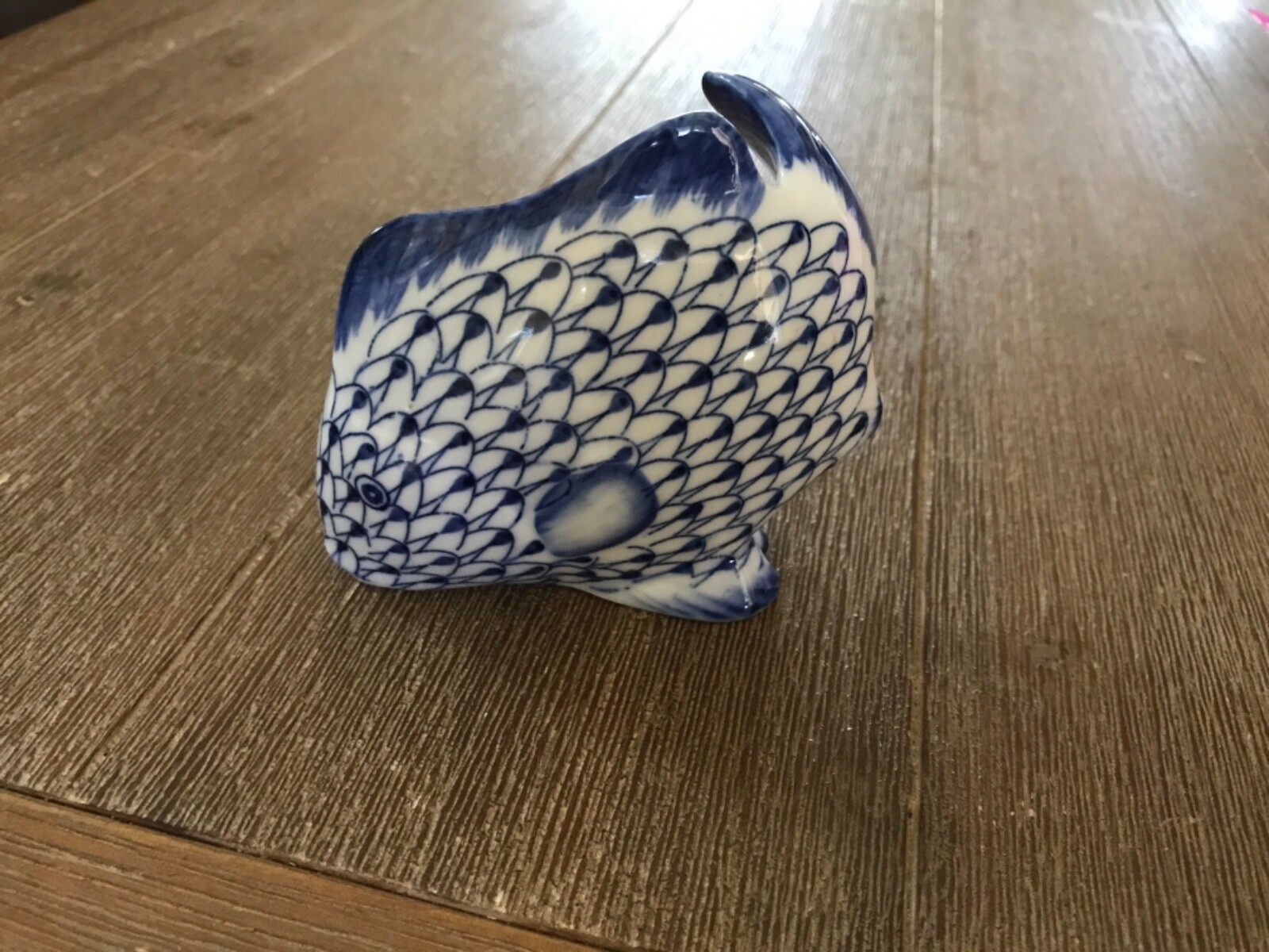 VTG Blue and White Porcelain Fish Figurine Decoration by Andrea by Sadek