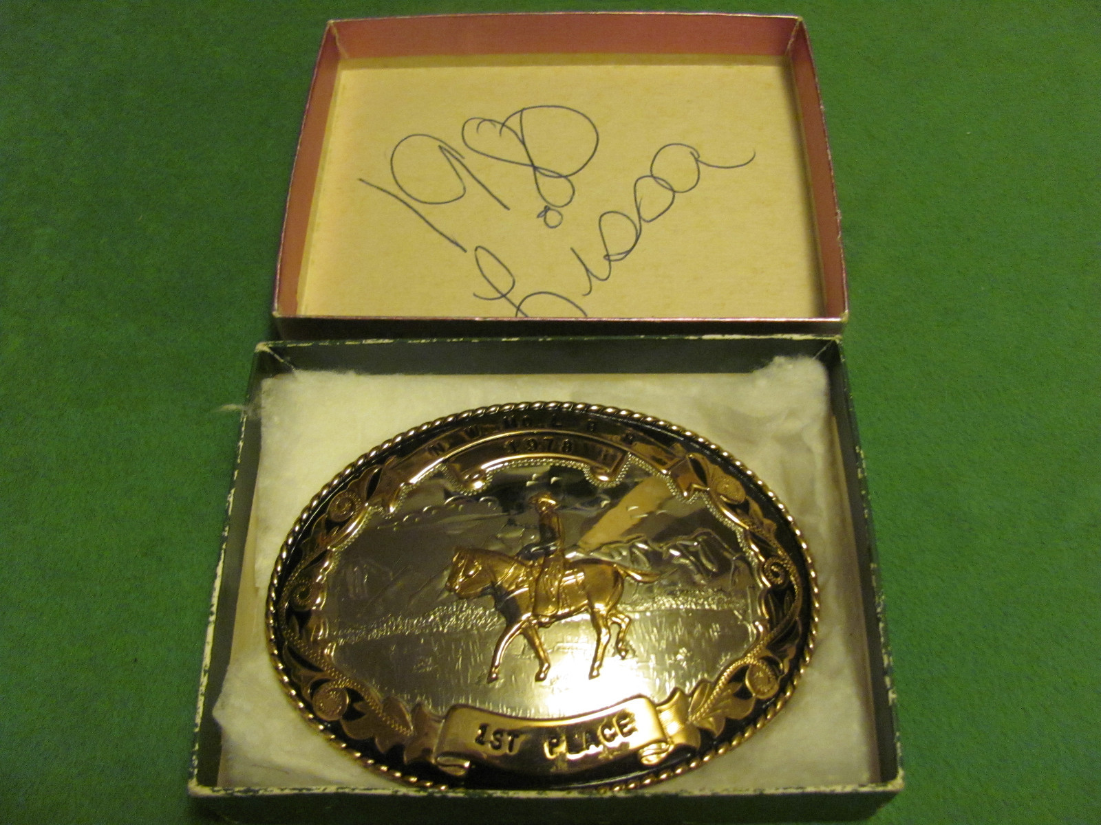 VINTAGE COMSTOCK GERMAN SILVER, SILVERSMITH BELT BUCKLE( N. W. MO. L.B.R. 1978)