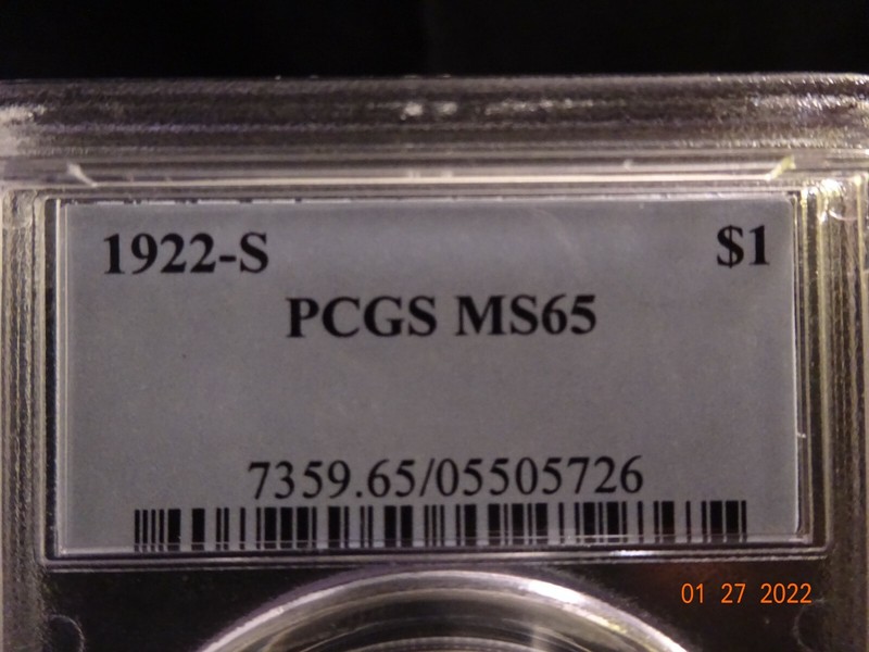 1922-S Peace Silver Dollar, PCGS MS65