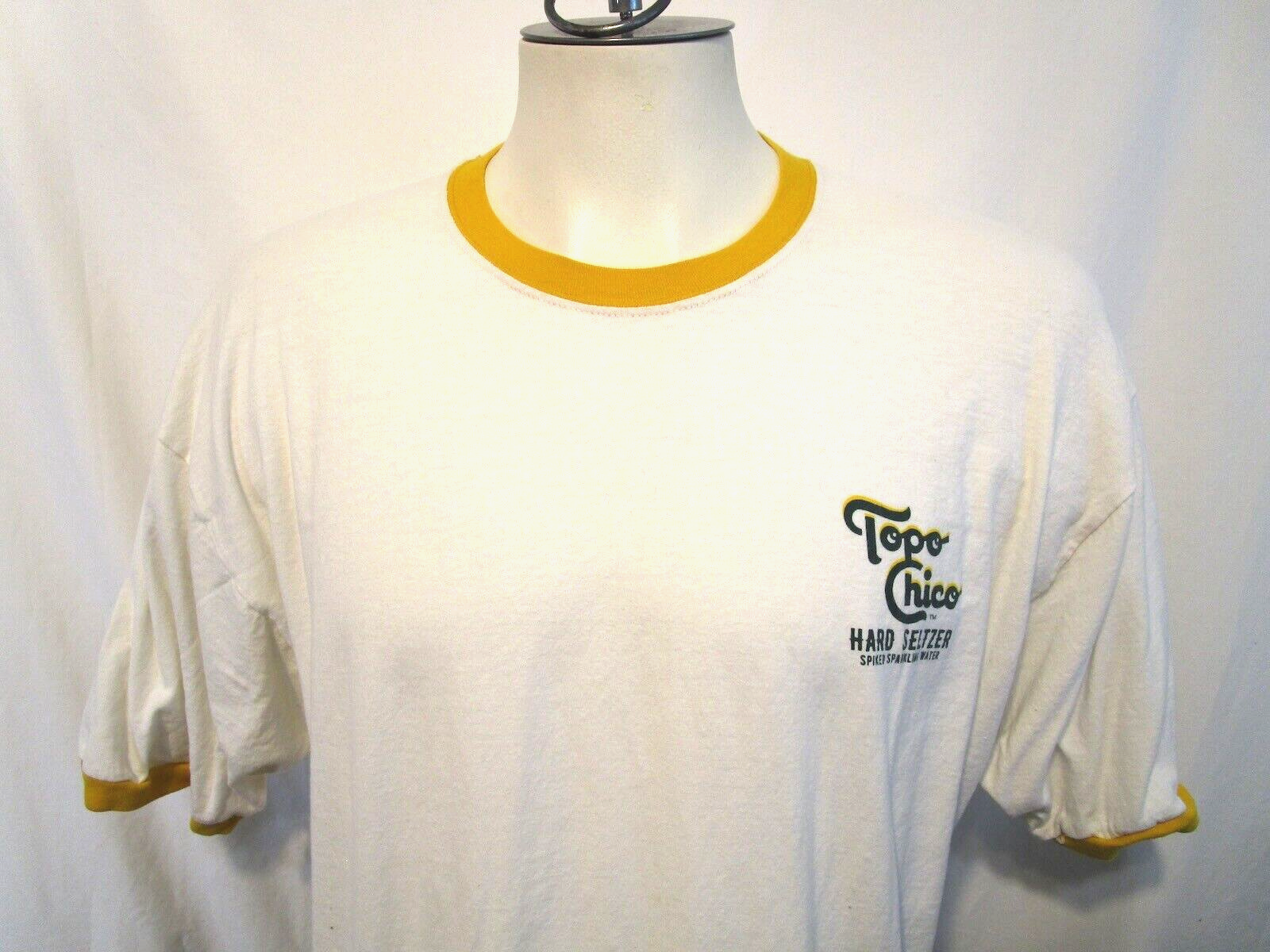 EUC! Topo Chico Hard Seltzer White & Yellow T Shirt Men Sz