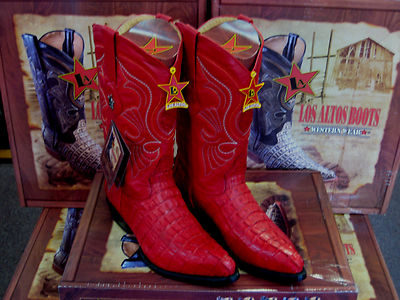 Pre-owned Los Altos Boots Los Altos Women Red Genuine Crocodile Tail Western Cowboy Boot (m) L091121