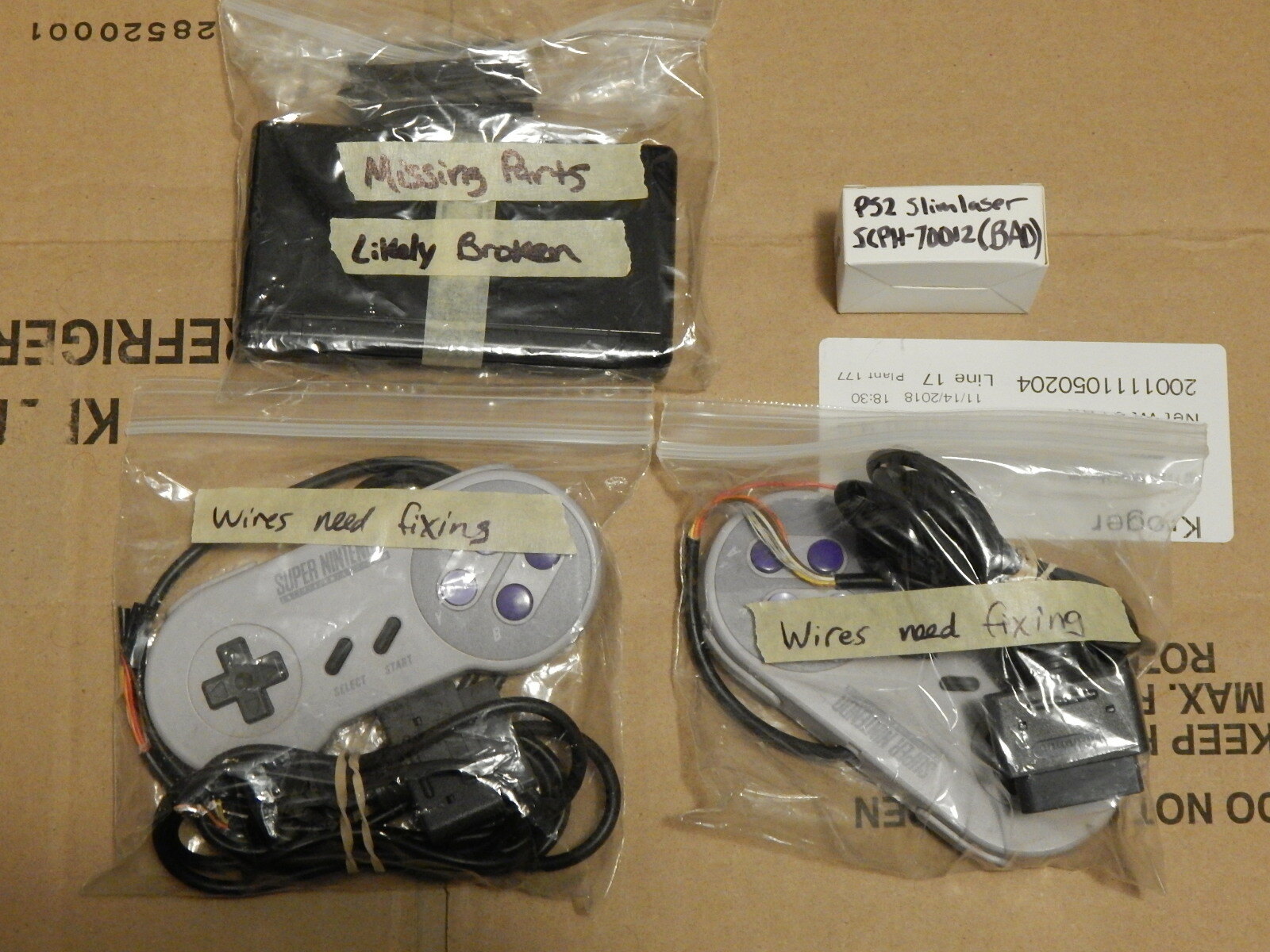 Video Game Electronics Junk Lot Parts Repair Playstation 3 SNES Nintendo DS