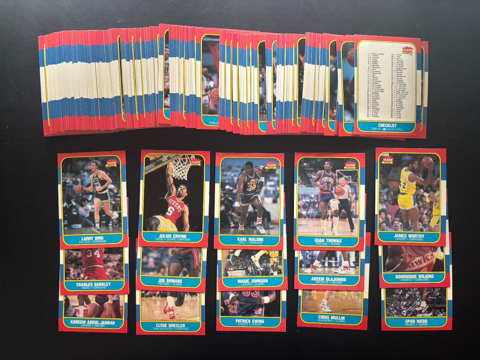 1986 Fleer Basketball Set 1-132 Barkley Ewing Olajuwon RC Bird Magic No Jordan