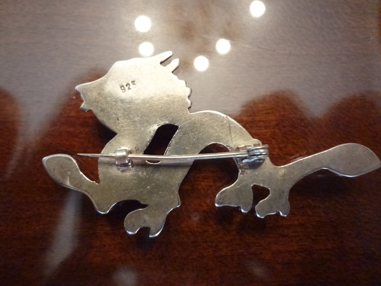 VINTAGE STERLING SILVER DRAGON PIN-925-NICE DETAIL