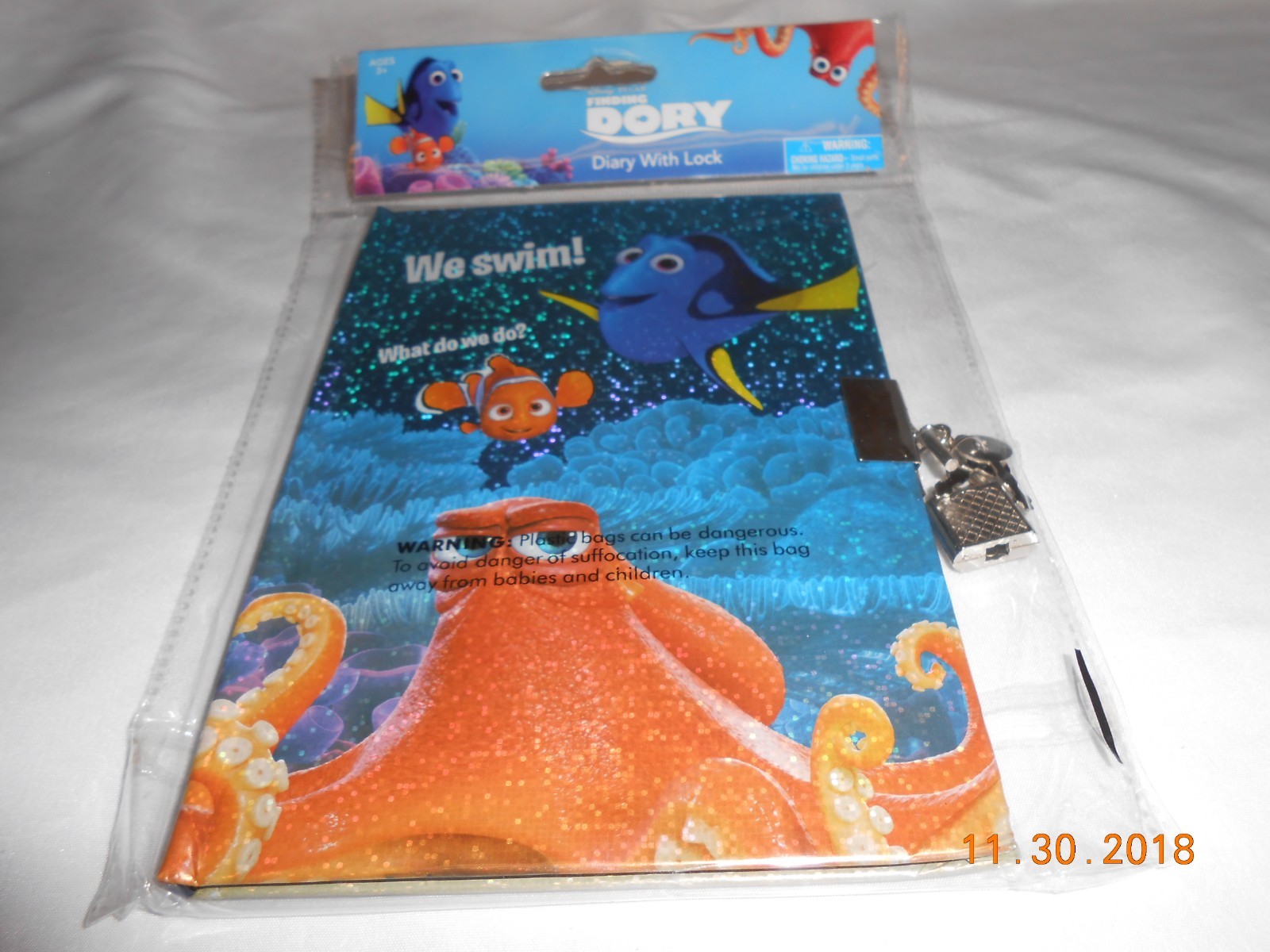 New We Swim Disney Finding Dory Diary w/ lock & key Easter Basket gift all kids