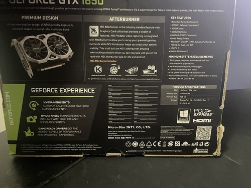 MSI GeForce GTX 1650 D6 VENTUS XS OC 4GB GDDR6 Graphics Card