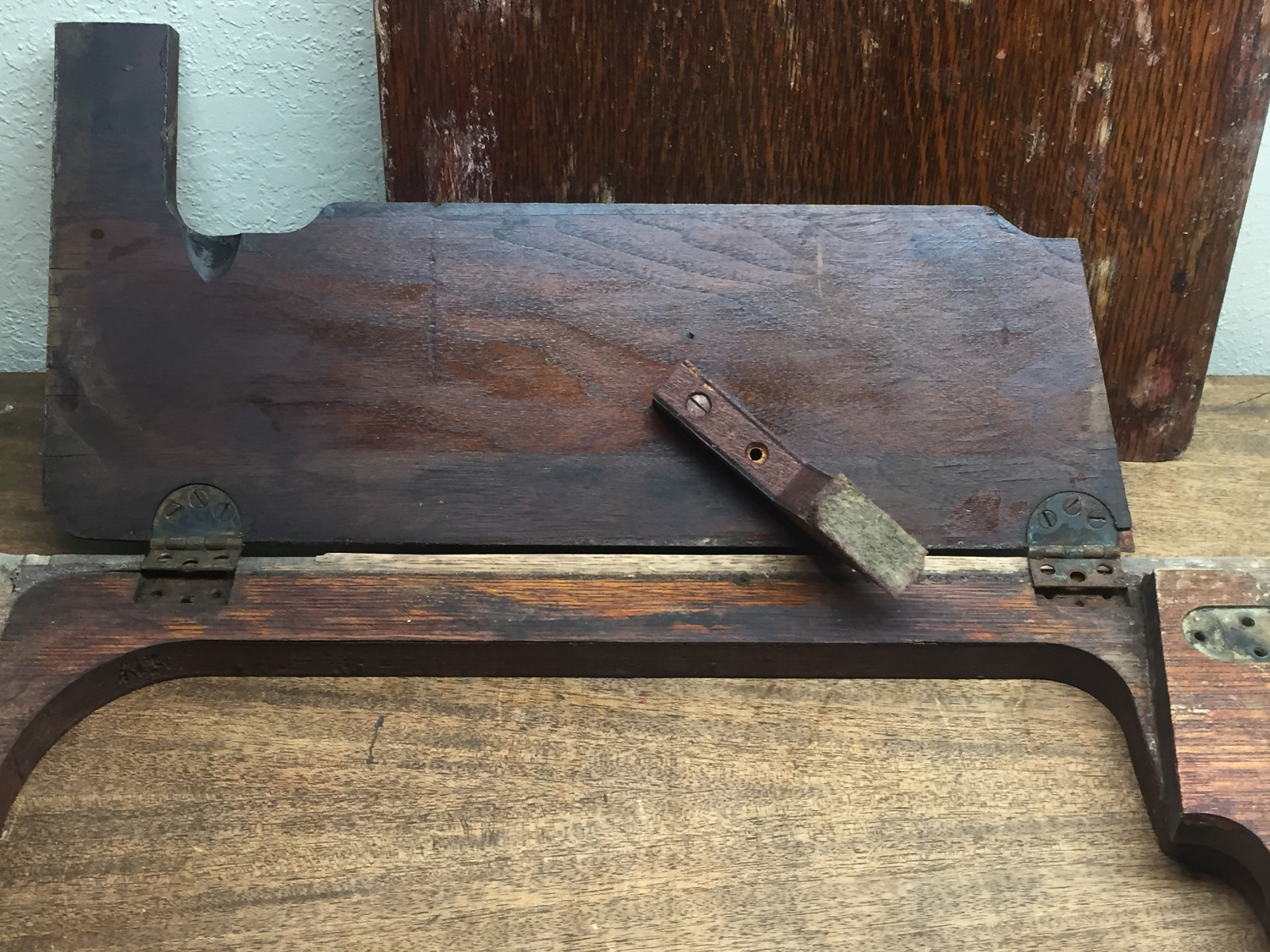 Vintage Singer Treadle Sewing Machine Wooden Cabinet Top, Flip up panel & Top