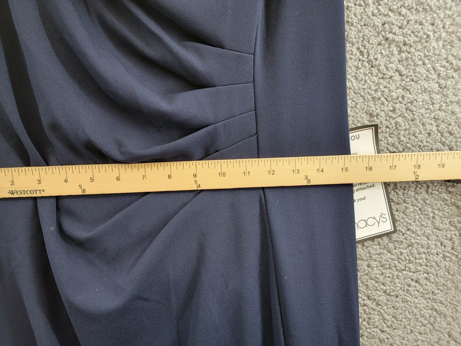 XSCAPE Floral-Trim Off-The-Shoulder Gown Women's 16 Navy Pleat Back Zip Closure - Picture 6 of 16