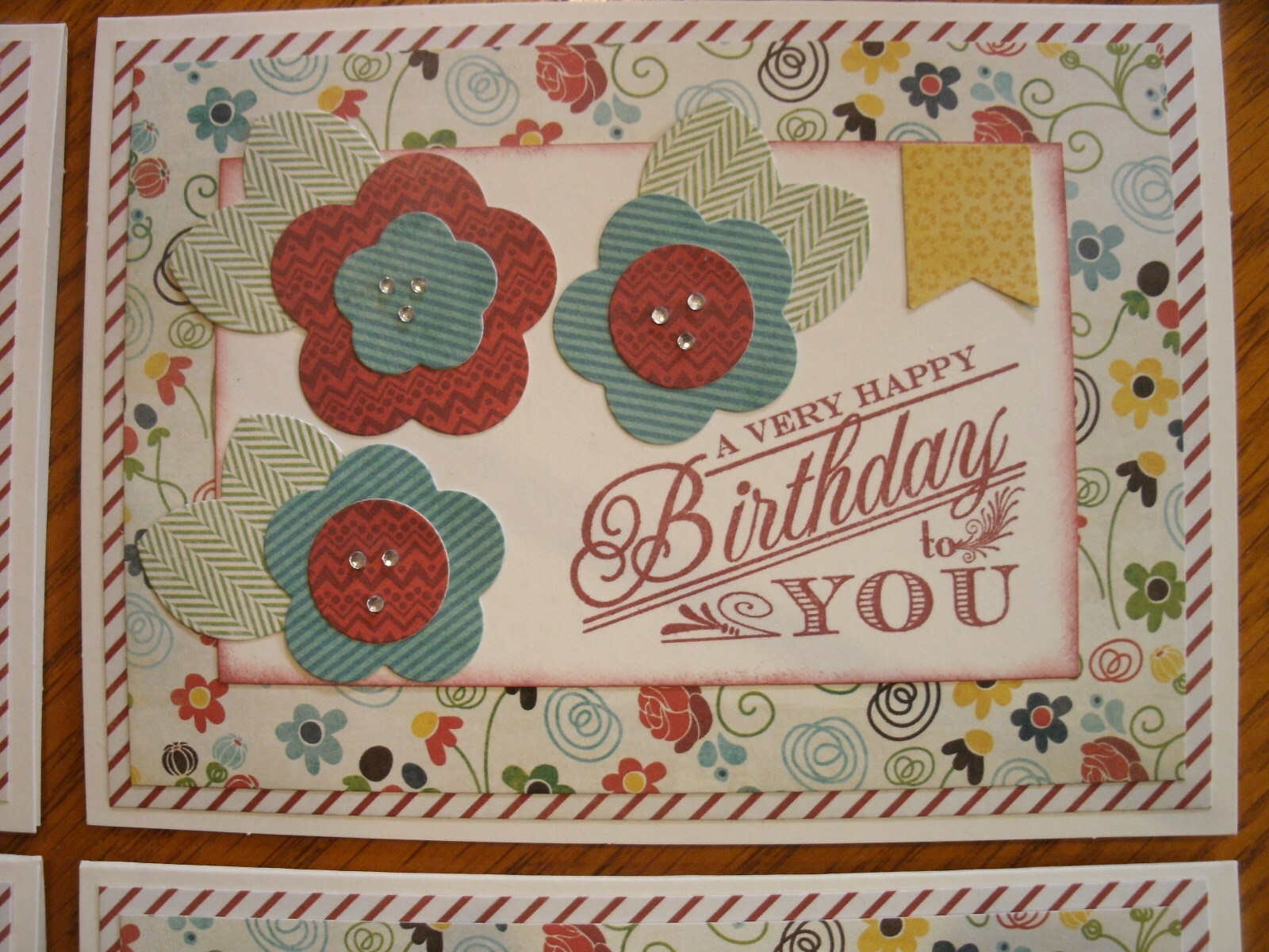 Set of 4 Happy Birthday Handmade Cards & Envelopes 9 Bitty Sparkles & colorful!