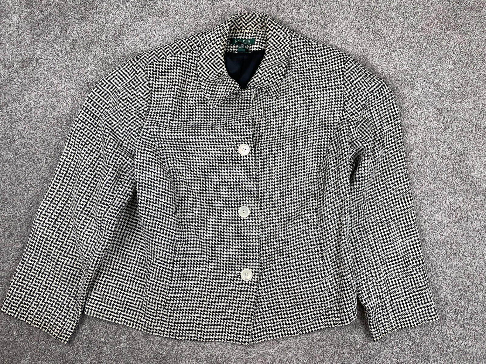 Lauren Ralph Lauren Blazer Womens 20W 100% Linen Houndstooth