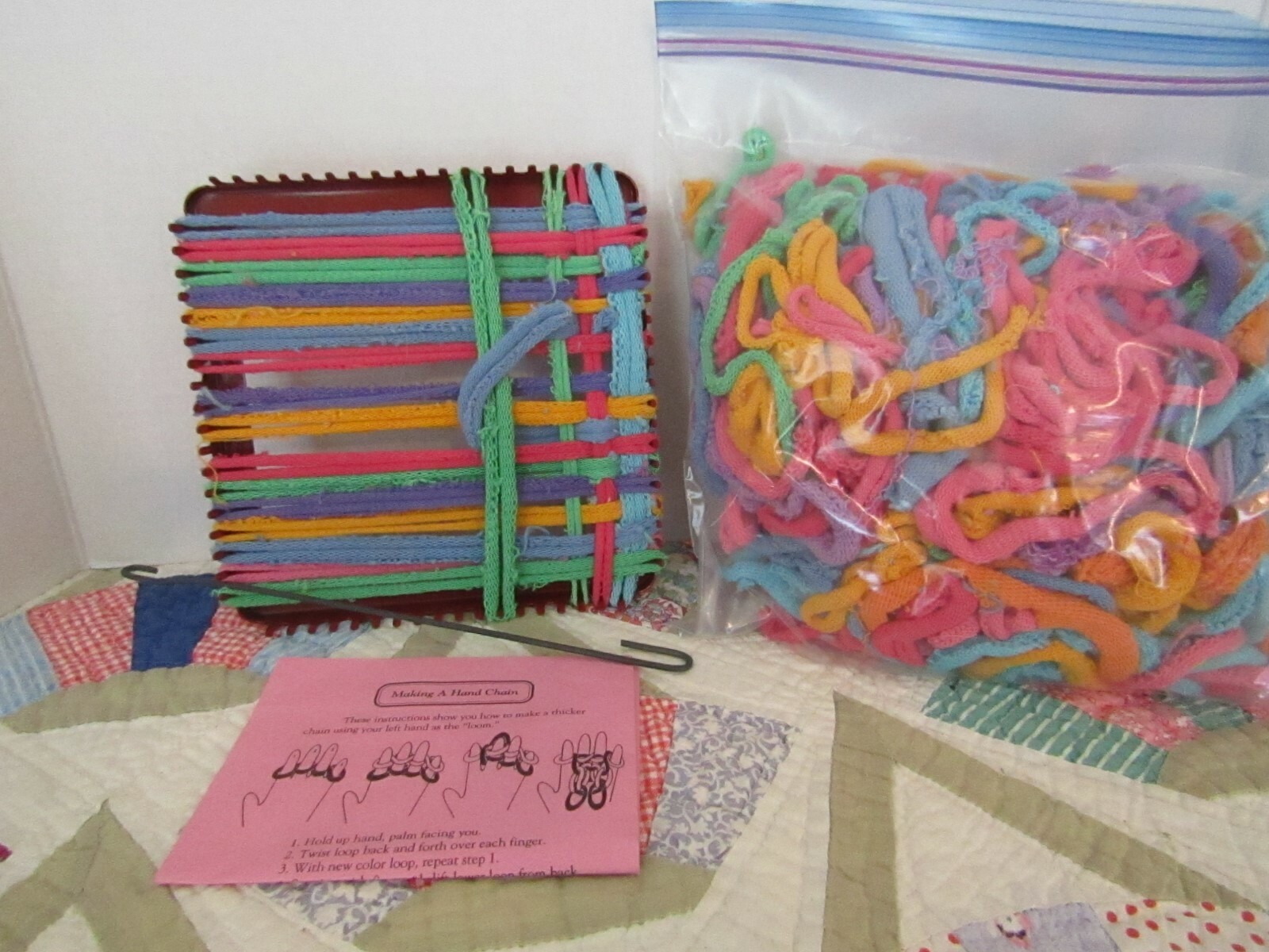 Vintage Metal WNC Hand Weaving Loom and Loops with popholder started