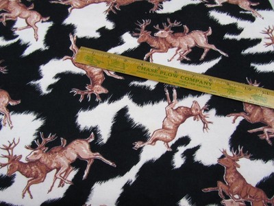 Vintage Juvenile - Cabin FLANNEL Deer Fabric Yardage 36