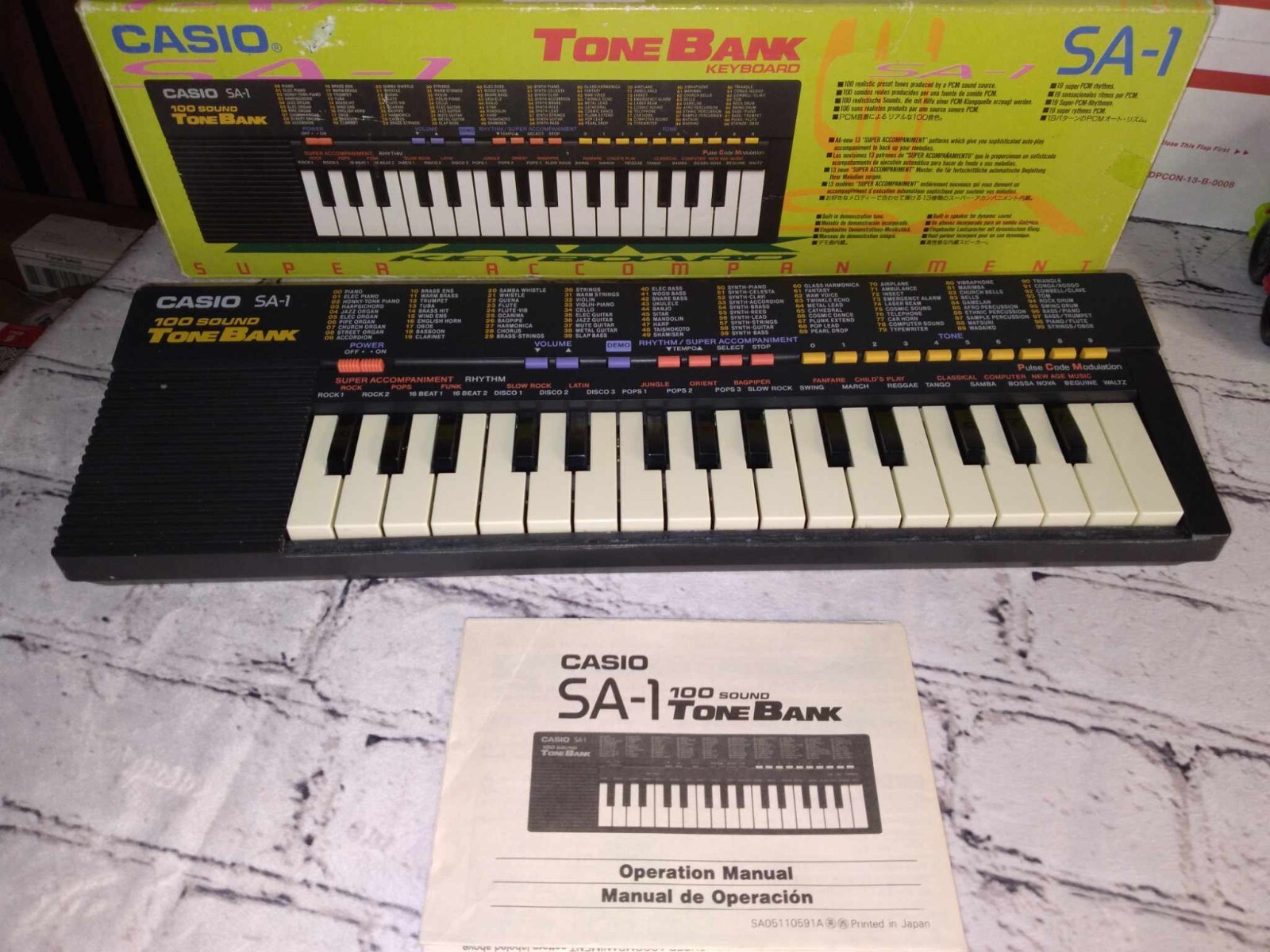 Casio SA-1 100 Sound Tone Bank Keyboard Black - Vintage RARE