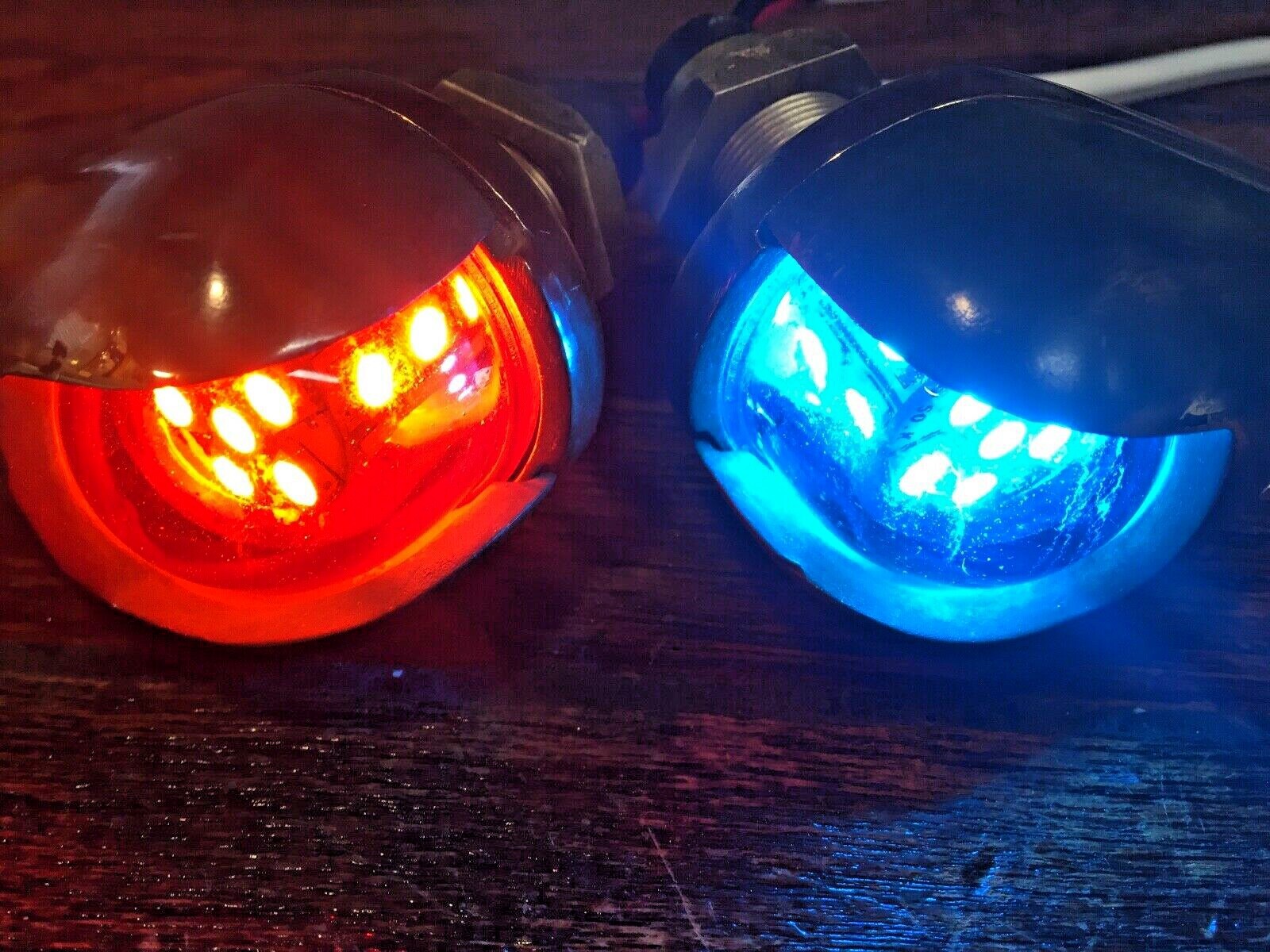 VINTAGE PAIR WILCOX CRITTENDEN BRONZE PATINA TEARDROP RUNNING LIGHTS LED WIRED