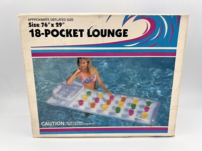 Vintage Intex French Coilbeam 18 Pocket Lounge 1988 Pool Float 18 X29 NOS