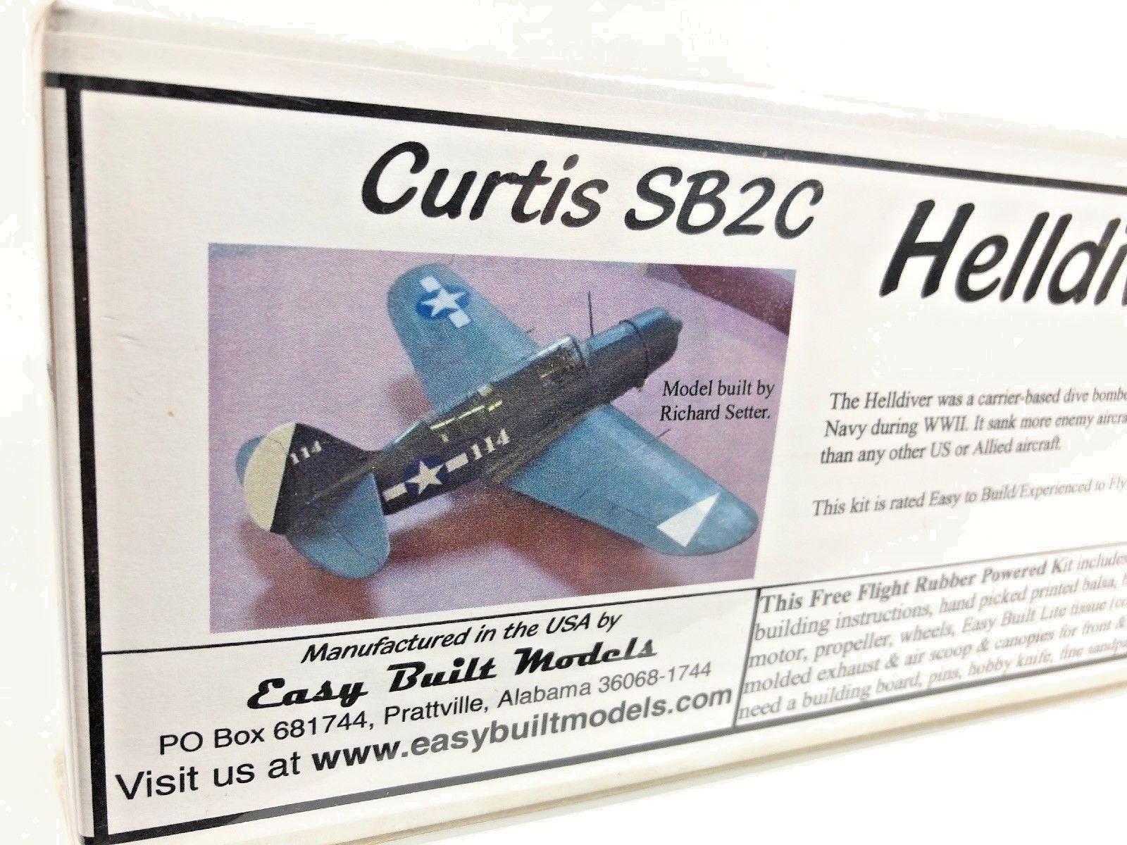 Easy Built Models Rubber Powered Balsa Model FF72 Curtis Helldiver SB2C SEALED!!