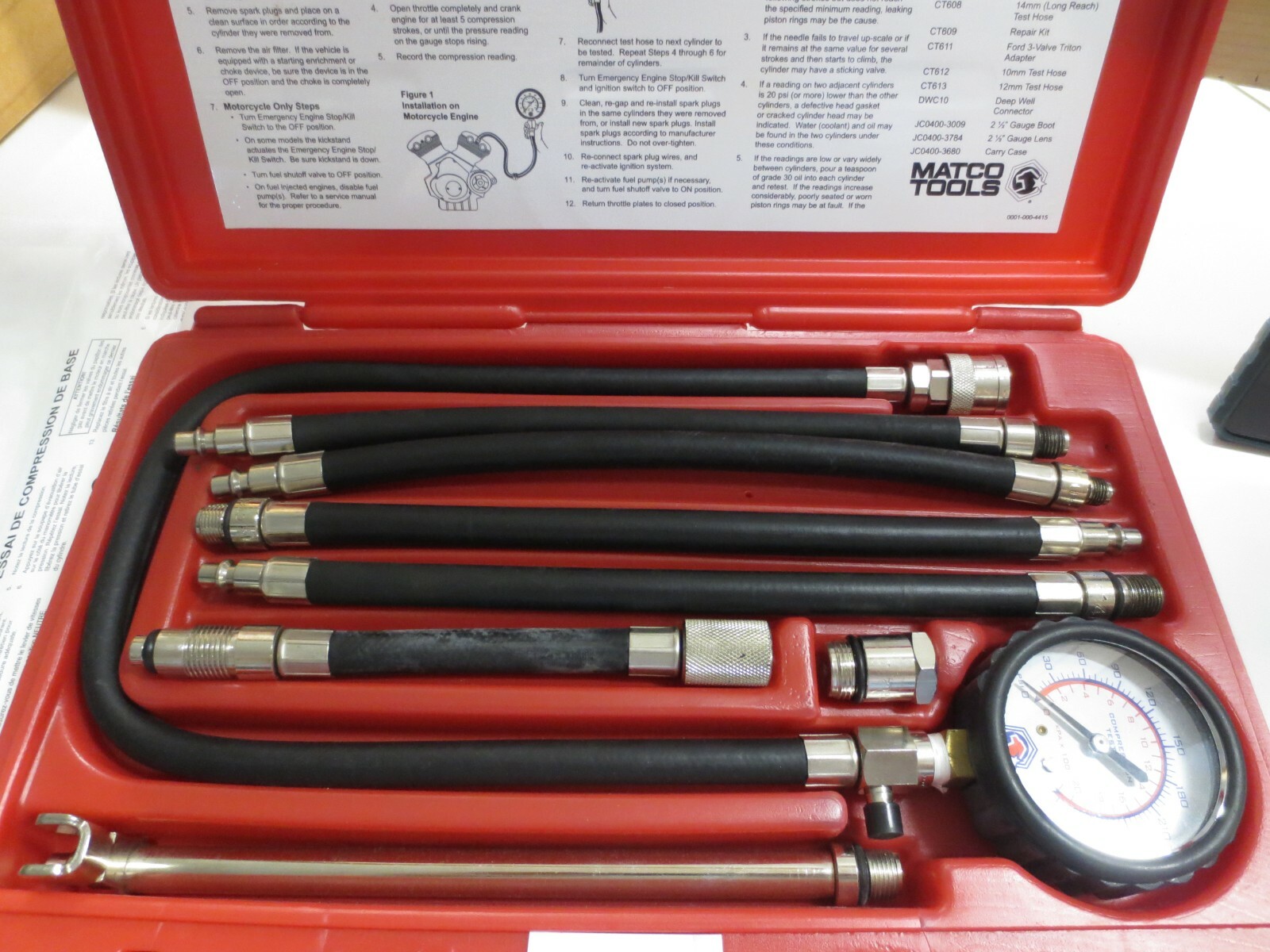 Matco Tools CT110K Master Compression Tester Kit Excellent Condition