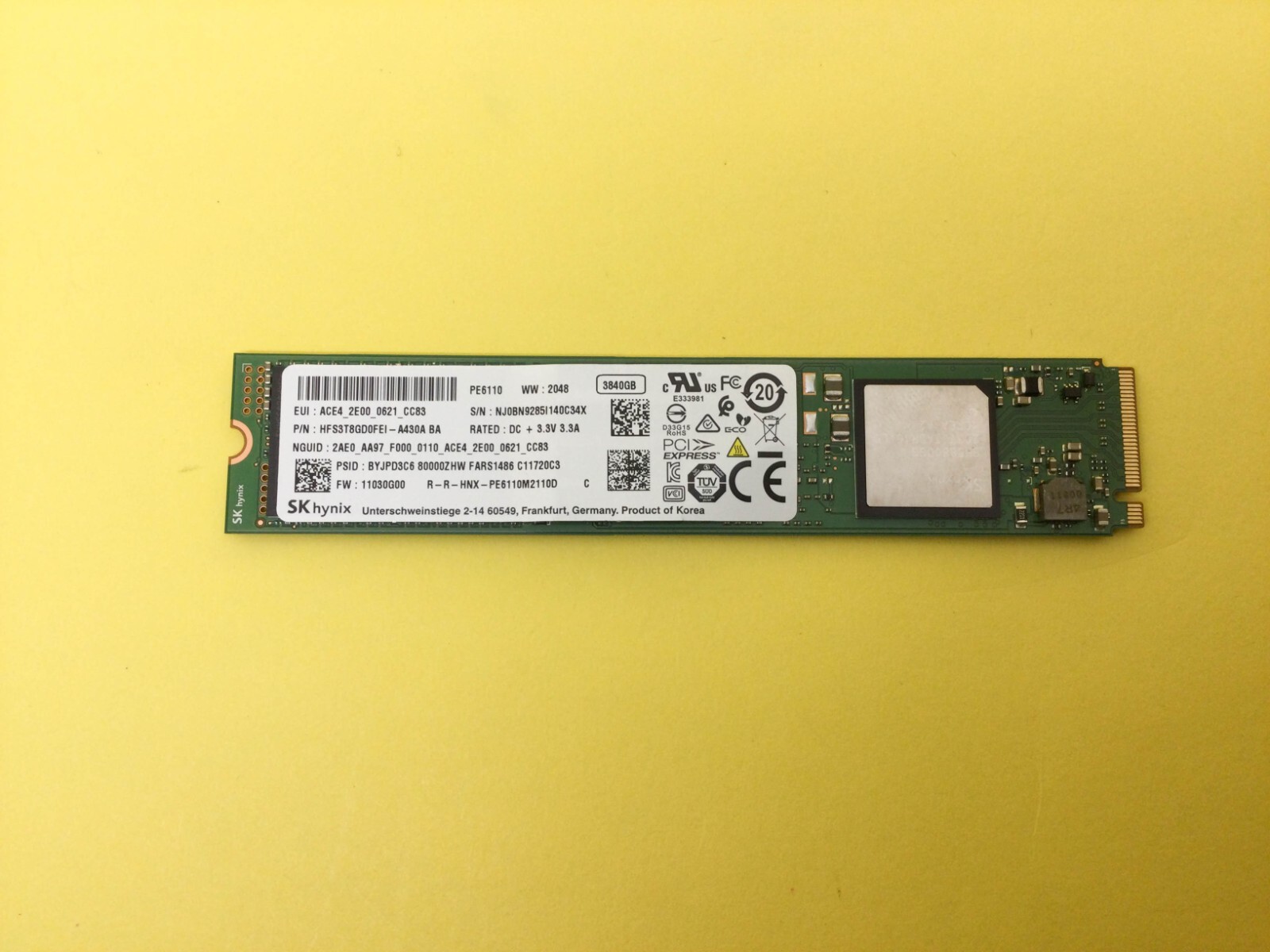 SK Hynix PE6110 3.84TB NVMe PCIe Gen3 x4 M.2 22110 SSD