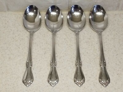 AMC Stainless Flatware CREON Pattern 4 PLACE SPOONS 6 7/8'' 