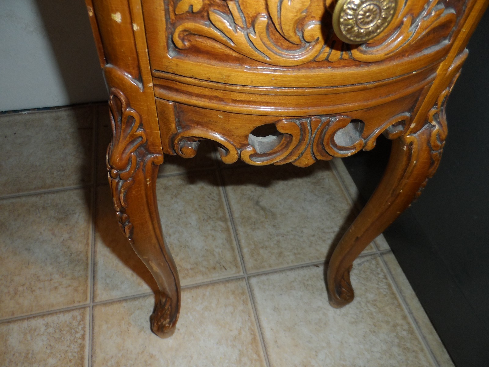 Antique Kidney Shaped Wood Desk with Glass Top--Beautiful--7 Drawers-L@@K!!!