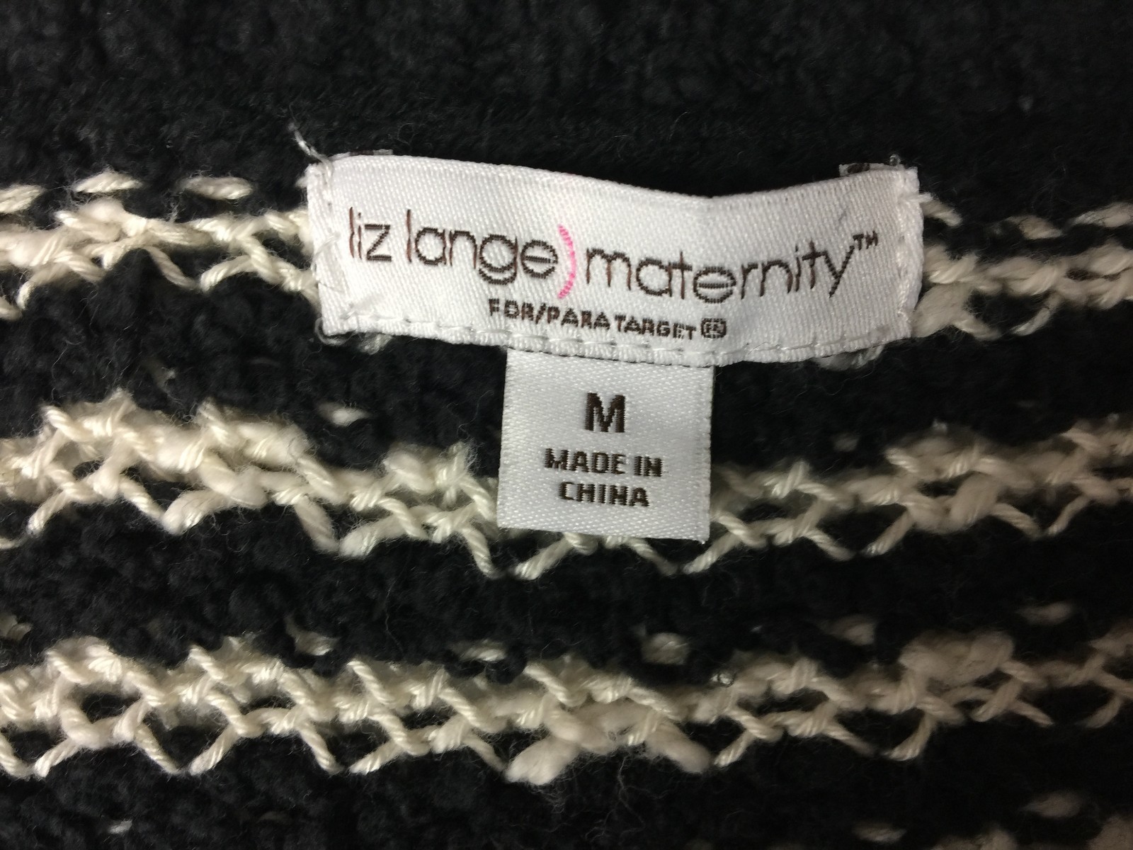 Liz Lange Maternity Size M Knit Navy White Striped Long Sleeve Tunic Sweater C3