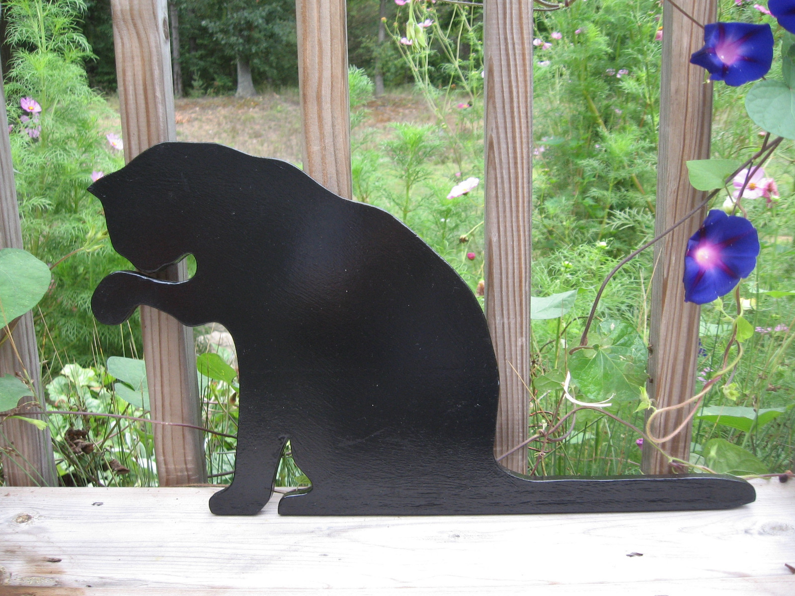 Life Size Wood Cat Cutouts Silhouettes, Set of 2, Painted Black, 19