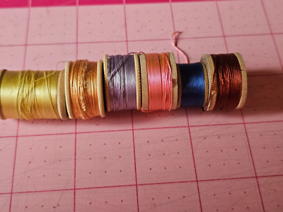 Vintage Lot of 6 Silk Buttonhole Twist Thread Hand Sewing Fly Tying Used